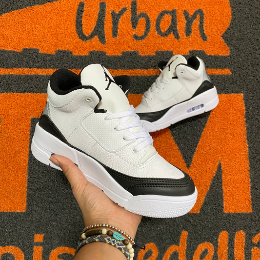 RETRO 3 BALVIN BLANCO X NEGRO NIÑO