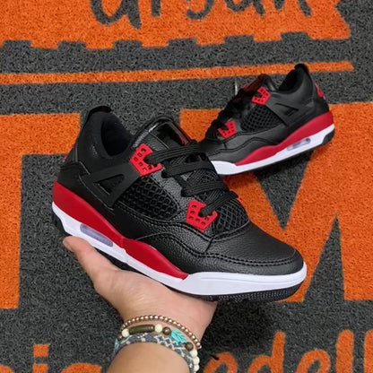 RETRO 4 NEGRO ROJO NIÑO